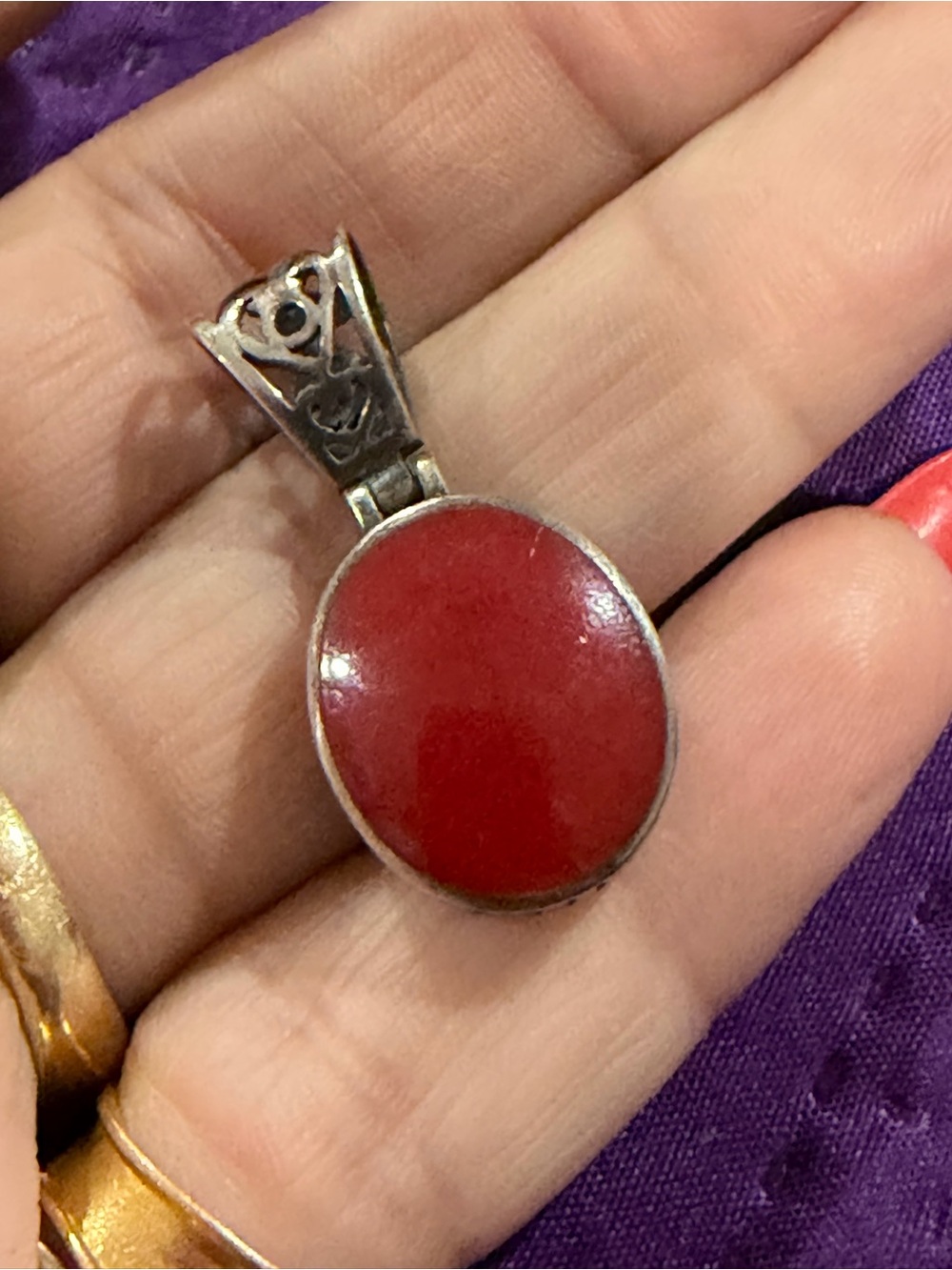Silpada Red Oval Stone Pendant Necklace